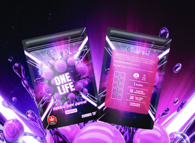 * New * One Life Edibles – Bubble Gum Gummy – 300mg THC (Indica)
