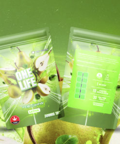 * New * One Life Edibles – Pear Gummy – 300mg THC (Sativa)