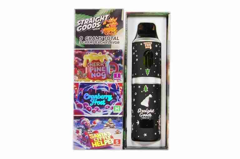 * New Limited Holiday * Straight Goods Triple Chamber Vape – Cherry Pine Nog + Cranberry Frost + Santa’s Little Helper (3 Grams + 3 Grams + 3 Grams)