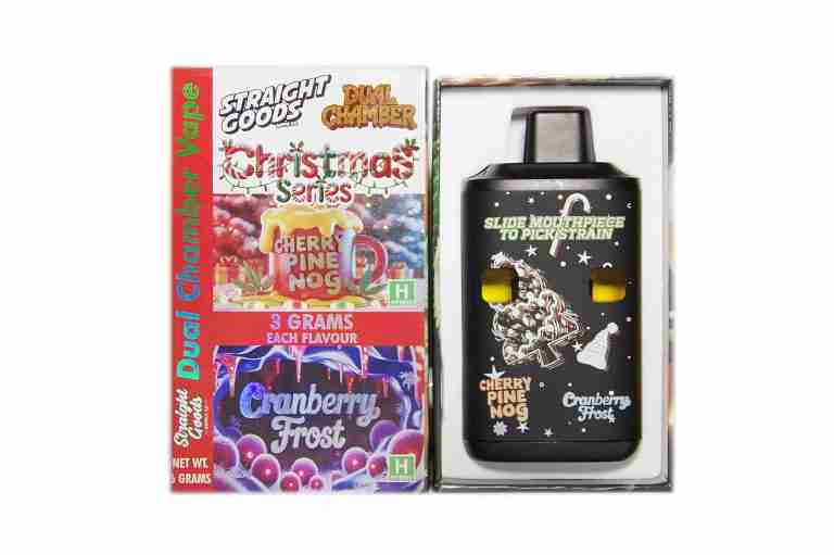 * New Limited Holiday * Straight Goods Dual Chamber Vape – Cherry Pine Nog + Cranberry Frost Cream (3 Grams + 3 Grams)