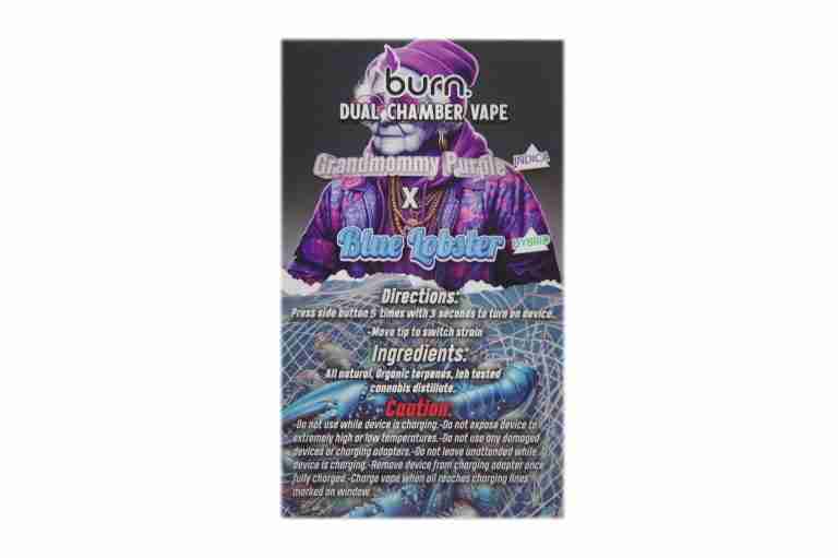 6 Gram Dual Chamber Burn Disposable Vape – Grand Mommy Purple + Blue Lobster (3+3 Gram) - Image 2