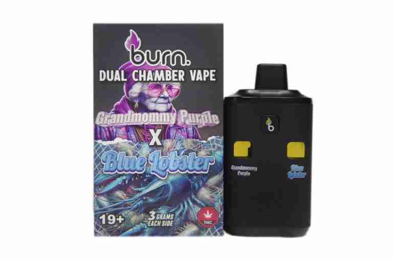 6 Gram Dual Chamber Burn Disposable Vape – Grand Mommy Purple + Blue Lobster (3+3 Gram)