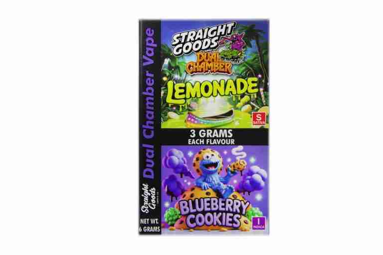 * New * Straight Goods Dual Chamber Vape – Lemonade + Blueberry Cookies (3 Grams + 3 Grams) - Image 2