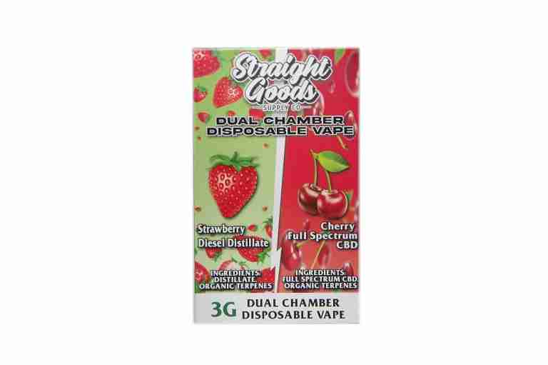 * Straight Goods Dual Chamber Vape – Strawberry Diesel Distillate + Cherry Full Spectrum CBD (3 Grams + 3 Grams) - Image 2