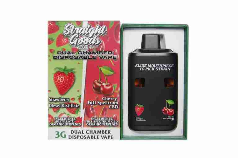 * Straight Goods Dual Chamber Vape – Strawberry Diesel Distillate + Cherry Full Spectrum CBD (3 Grams + 3 Grams)