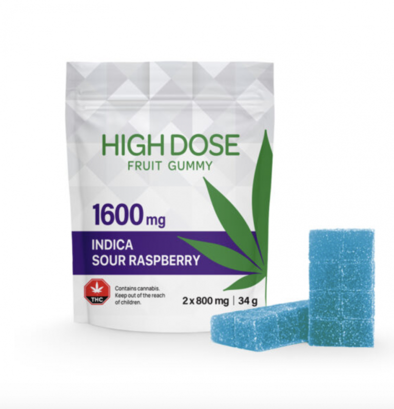 High Dose – EXTREME STRENGTH RASPBERRY FRUIT GUMMIES (1600MG THC)