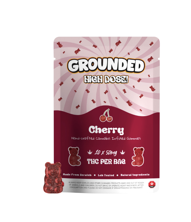 Grounded High Dose Bears – Cherry 500mg Gummies