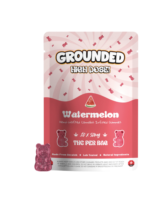 Grounded High Dose Bears – Watermelon 500mg Gummies