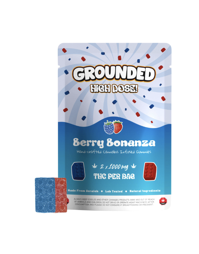 Grounded High Dose Bricks – Berry Bonanza 2000mg Gummies