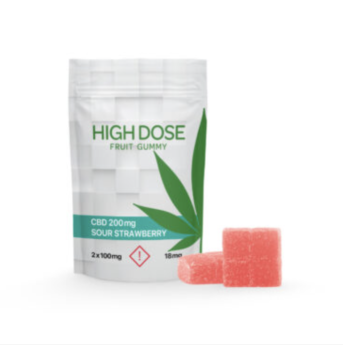 High Dose – Sour Strawberry CBD Gummies (200mg CBD)