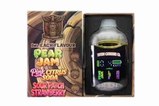 Totem Cannabis Co. Tri Chamber Vape – Pear Jam (Hybrid) + Pink Citrus Soda (Hybrid) + Sour Patch Strawberry (Hybrid) (3 x 1 Gram)